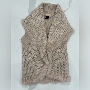 Love Token Sweater Vest with Rabbit Fur Trim